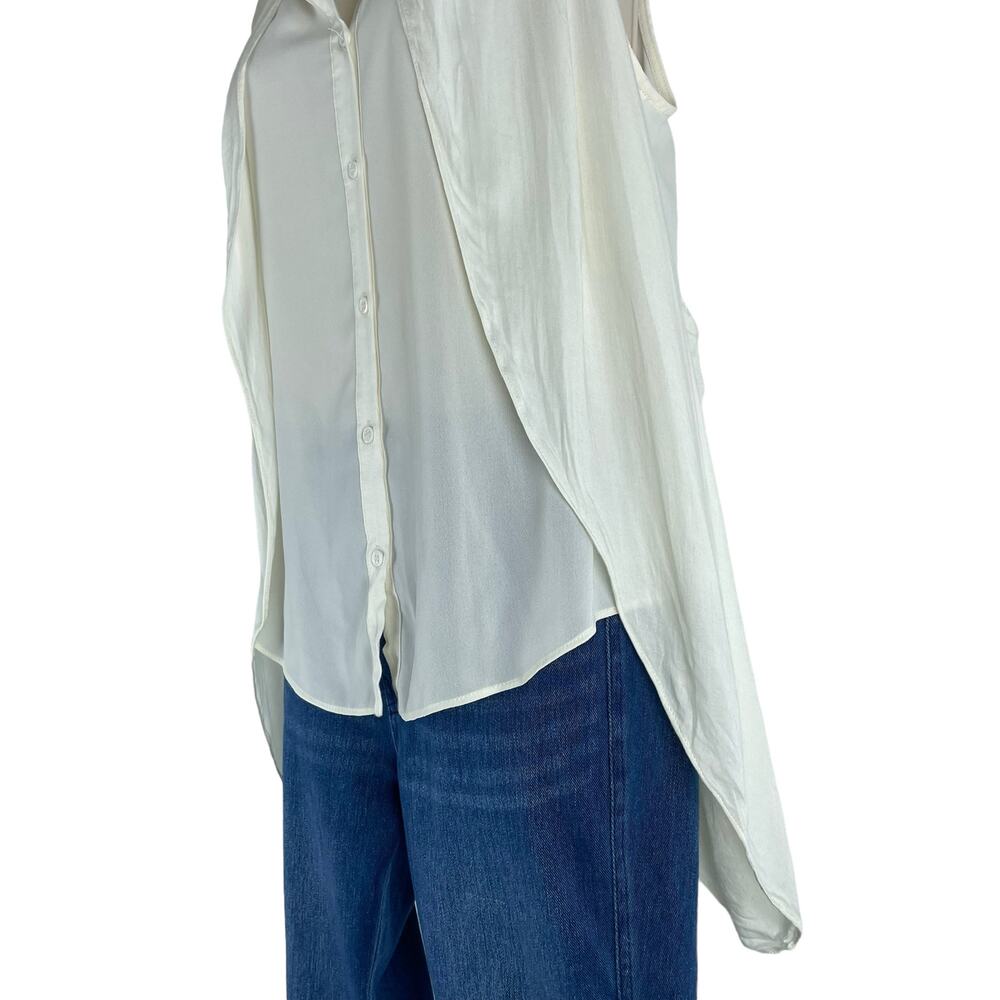 addison Revolve Cascade Hem Button Front Drapey Blouse Ivory Size S - Picture 7 of 10